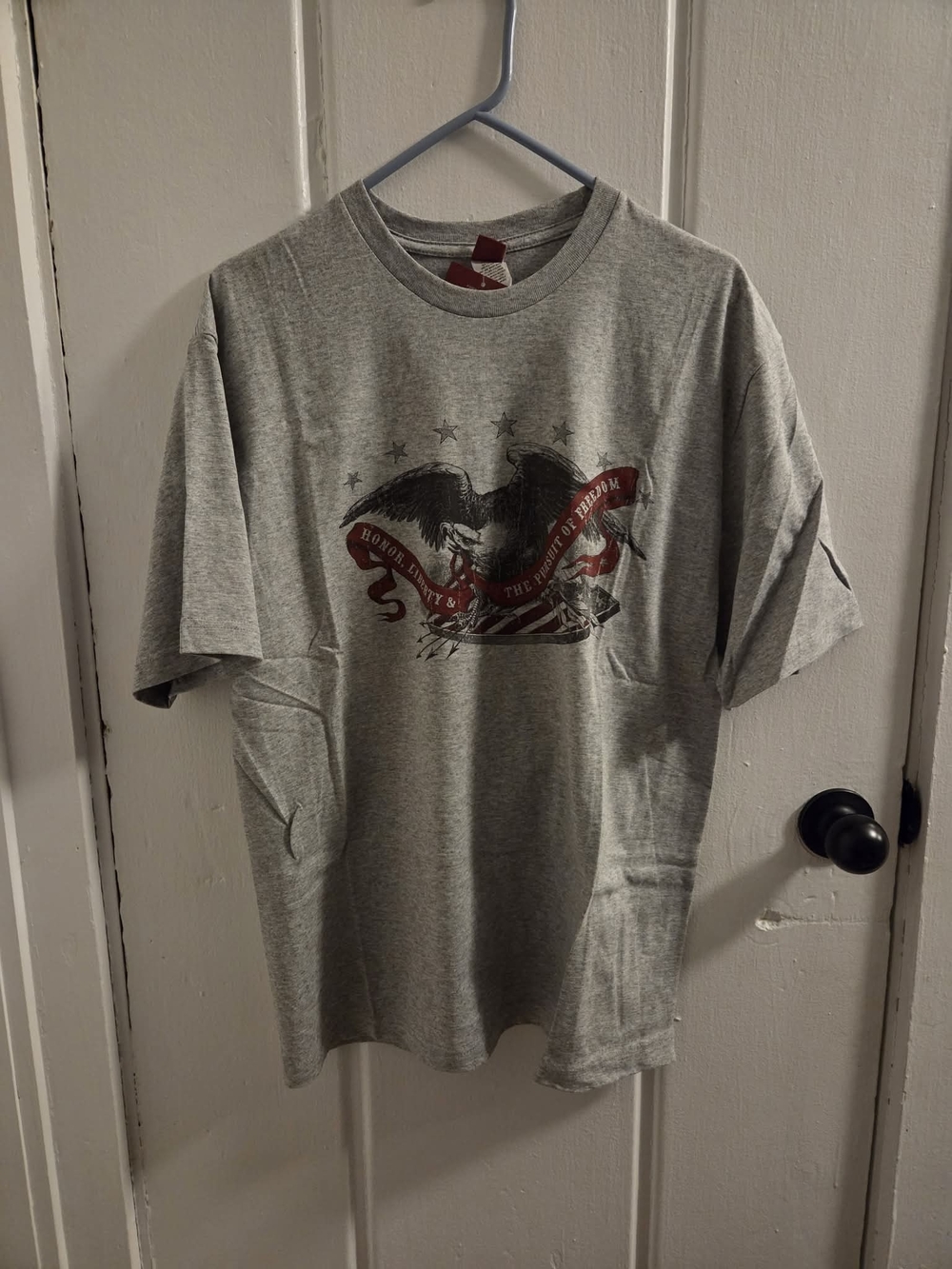 Men's Gray Graphic Tee with Eagle Emblem